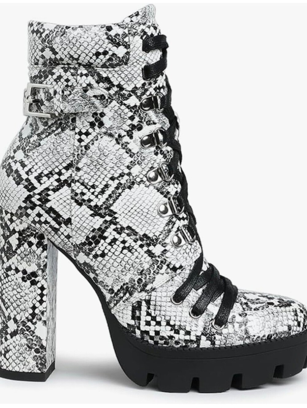 Palmetto Camouflage Ankle Boots Women Snake Print‎ Platform Lace-Up Ankle Boots